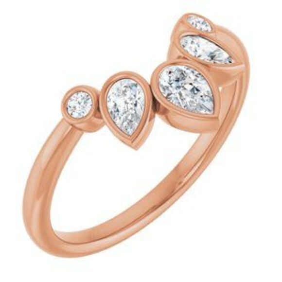 Kazi Luxury 14K Rose Gold Bezel-Set Contour Band with 3/8 CTW Natural Diamonds